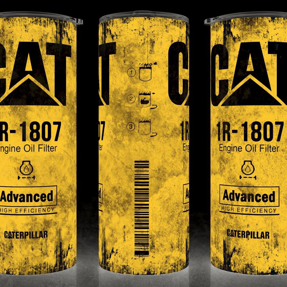 Cat Caterpillar 1R-1807 Grunge Distressed Oil Filter Cup Mug Tumbler 20oz